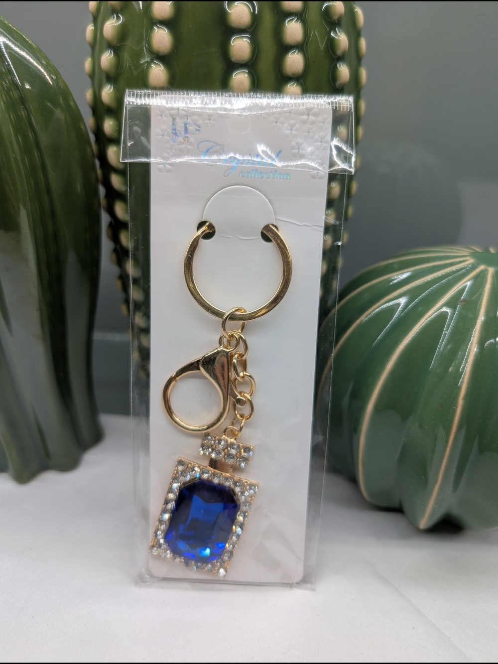 Gold & Blue Perfume Bottle Shaped  Keychain/Bagcharm